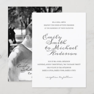 Calligraphy Letterpress PHOTO-bröllop Inbjudningar