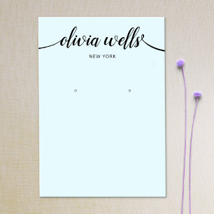 Calligraphy Light Blue Earring Visning Card Visitkort