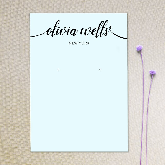 Calligraphy Light Blue Earring Visning Card Visitkort (Skapare uppladdad)