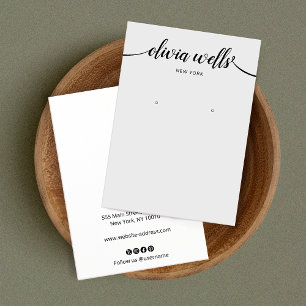 Calligraphy Light Grått Grått Earring Visning Card Visitkort