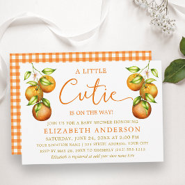 Calligraphy Little Cutie Baby Shower Gingham Inbjudningar