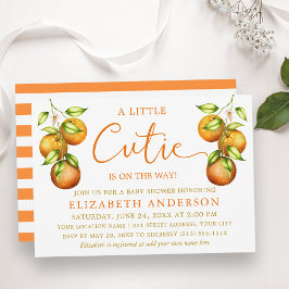 Calligraphy Little Cutie Shower Oranges Rand Inbjudningar