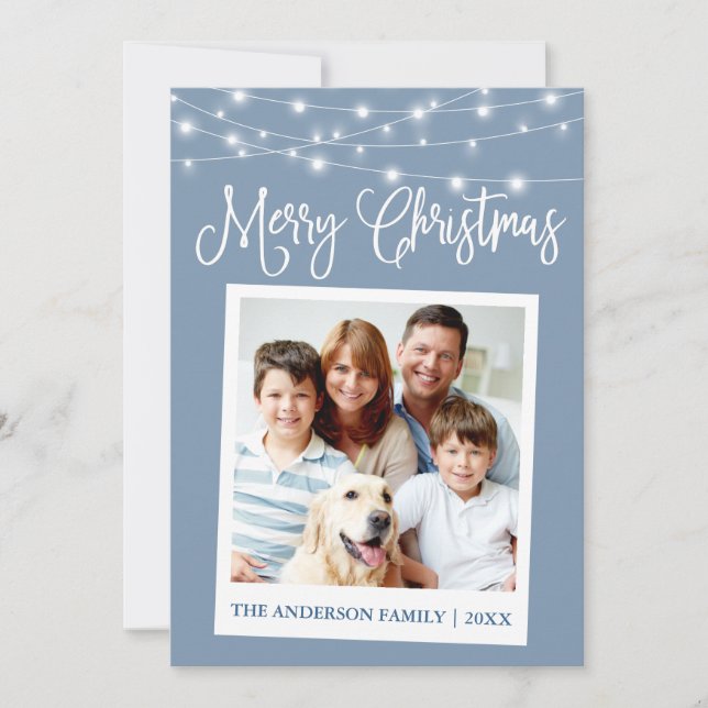 Calligraphy Ljus Instant Camera Photo Blue Julkort (Framsida)