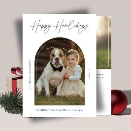 Calligraphy Lycklig Howliday jul Hund Photo Kid Julkort