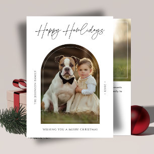 Calligraphy Lycklig Howliday jul Hund Photo Kid Julkort