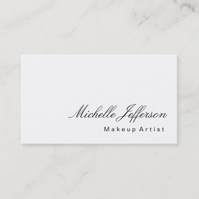 Calligraphy Makeup Artist White Affärskort Visitkort (Framsida)