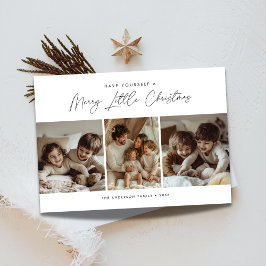 Calligraphy Merry Little jul Kids Roligt Photo Julkort