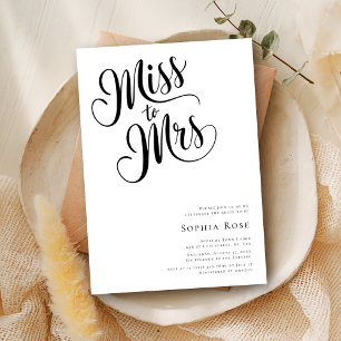 Calligraphy Minimalist Miss to Mrs Möhippa Inbjudningar