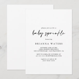 Calligraphy Modern Elegant Baby Sprinkle Inbjudningar