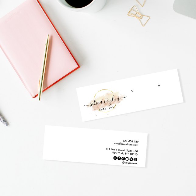 Calligraphy modern vattencolor Earring visning Car Mini Visitkort (Skapare uppladdad)