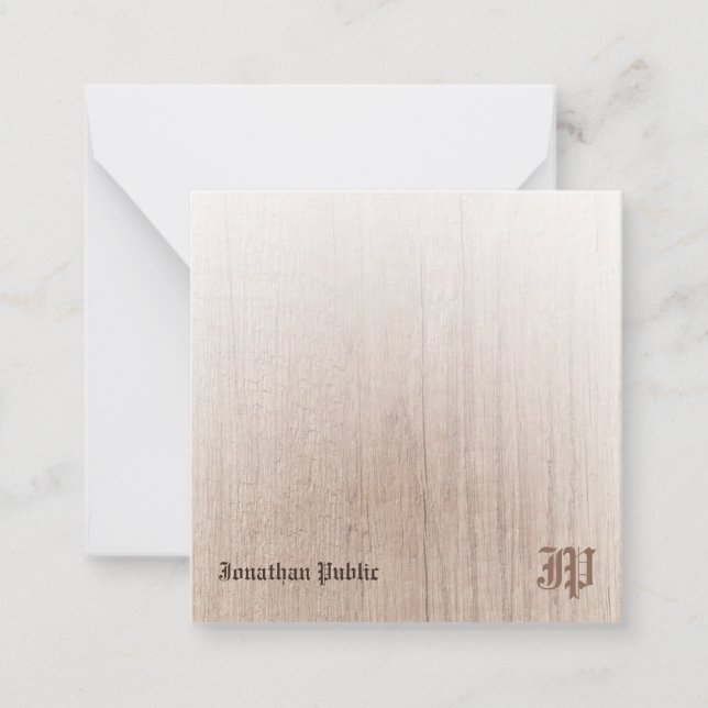 Calligraphy Monogram Anpassningsbar Wood look Old  Anteckningskort (Framsida)