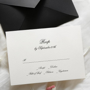 Calligraphy Monogram Black & White Classic Bröllop OSA Kort