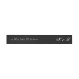 Calligraphy Monogram Black & White Forme Bröllop Etikettband
