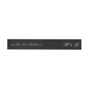 Calligraphy Monogram Black & White Forme Bröllop Etikettband