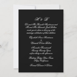 Calligraphy Monogram Black & White Forme Bröllop Inbjudningar