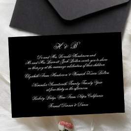 Calligraphy Monogram Black & White Forme Bröllop Inbjudningar