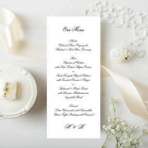 Calligraphy Monogram Black & White Forme Bröllop Meny