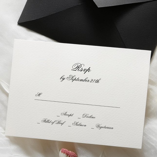 Calligraphy Monogram Black & White Forme Bröllop OSA Kort (Skapare uppladdad)