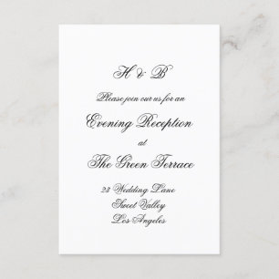 Calligraphy Monogram Black & White Forme Bröllop Tilläggskort