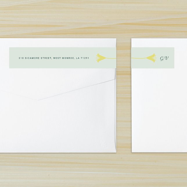 Calligraphy Monogram Lily Wedding Etikettband (Skapare uppladdad)