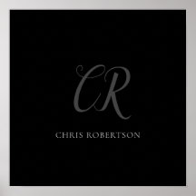 Calligraphy Monogram Namn Black Grått Anpassningsb