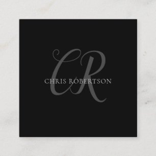 Calligraphy Monogram Namn Black Grått Anpassningsb Tilläggskort