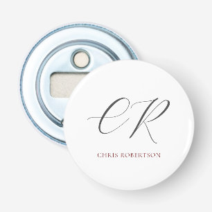 Calligraphy Monogram Namn Black White Anpassningsb Flasköppnare