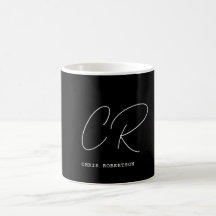 Calligraphy Monogram Namn Black White Anpassningsb