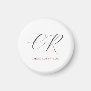 Calligraphy Monogram Namn Black White Anpassningsb Magnet