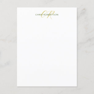 Calligraphy Monogram Namn Guld Black White Anpassn Vykort
