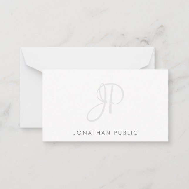 Calligraphy Monogram Simple Template Minimalist Anteckningskort (Framsida)