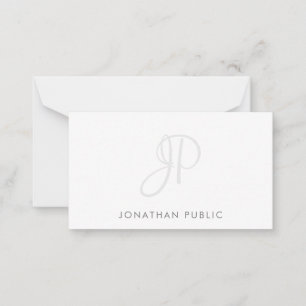 Calligraphy Monogram Simple Template Minimalist Anteckningskort