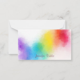 Calligraphy Monogram Template Rainbow Colorful Anteckningskort