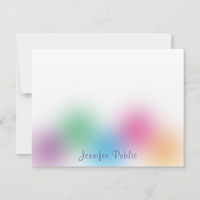 Calligraphy Monogram Template Rainbow Färg Anteckningskort (Framsida)