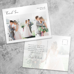 Calligraphy Multi Photo Bröllop Tack Vykort