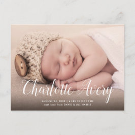 Calligraphy Namn Birth Notification Postcard Vykort