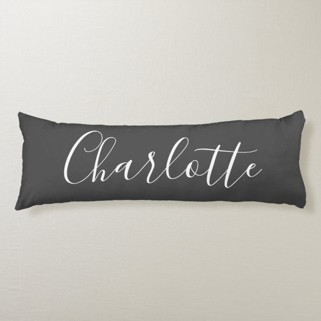 Calligraphy Namn Black White Cute Chic minimalist Kroppskudde (Framsidan)