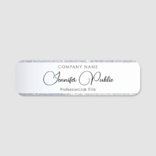 Calligraphy Namn bricka Elegant Script Silver Glit Namnbricka