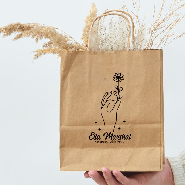 Calligraphy Namn Elegant Handmade Daisy Business Stämpel (Skapare uppladdad)