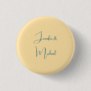 Calligraphy Namn Elegant Plain Simple Beige Färg Knapp