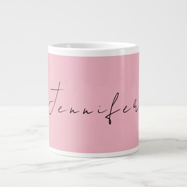 Calligraphy namn professionell, vanlig rosa femini jumbo mugg (Framsidan)