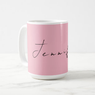 Calligraphy namn professionell, vanlig rosa femini kaffemugg