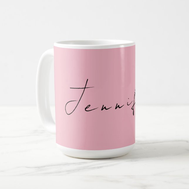 Calligraphy namn professionell, vanlig rosa femini kaffemugg (Framsida vänster)