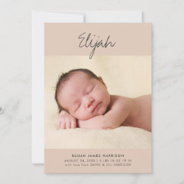 Calligraphy Namn Terracotta One Photo Birth Meddelande