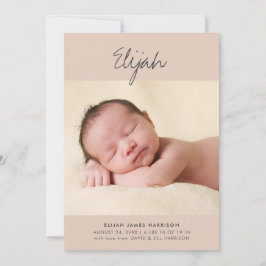 Calligraphy Namn Terracotta One Photo Birth Meddelande