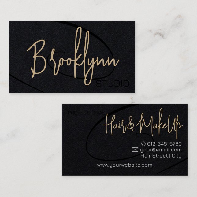 Calligraphy Namnteckning Professionell Hair Studio Visitkort (Fram/baksida)