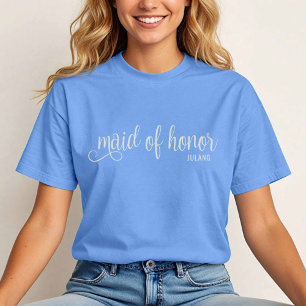 Calligraphy Natural på Carolina Blue Maid of honor T Shirt
