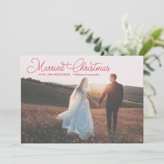 Calligraphy Newlyound, gift Jul Red Script Calligr Julkort (Stående Fram)