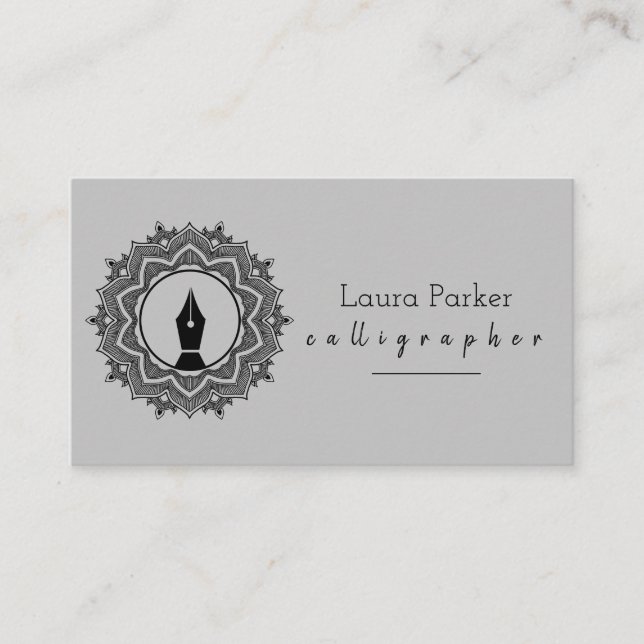 Calligraphy Nib Guld Freelance Blommigt Writer Visitkort (Framsida)