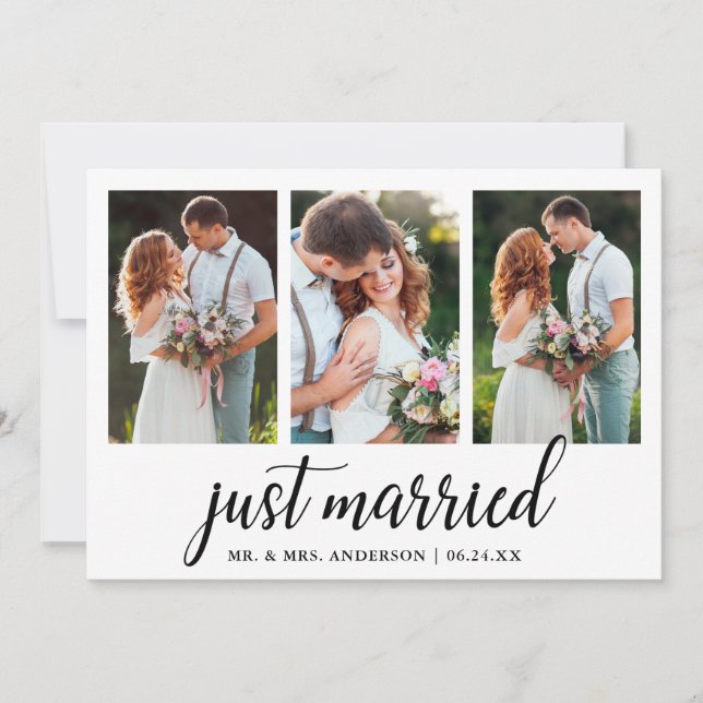 Calligraphy Ny gifta 3 Photo Card Tack Kort (Framsida)
